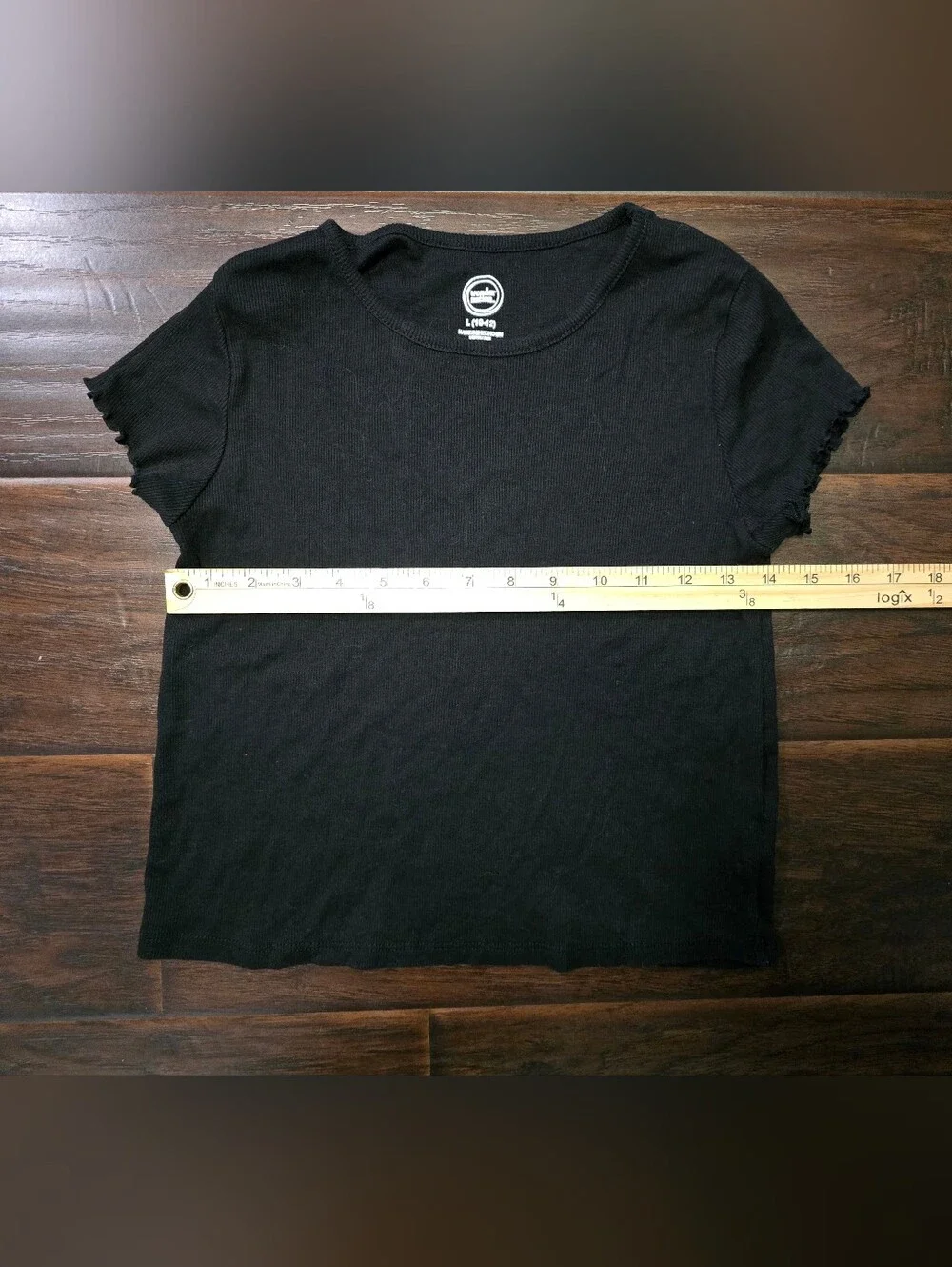 Wonder Nation Girls Black Ruffle Sleeve Casual Short Sleeve Tee Shirt Large